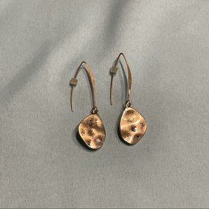 Beautiful hammered brass plated fishhook earrings